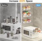 2 Pack Strong Magnetic Spice Rack for Refrigerator, Multipurpose Magnetic Shelf for Fridge with 4 Hooks for kitchen and Bathroom Organization, White
