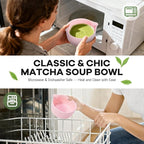 Traditional Matcha Bowl with Spout, Ceramic Matcha Tea Bowl (Chawan), Matcha Mixing Bowl for Whisking Matcha, Pink
