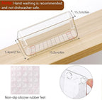Ohlove 6 Pcs Large Clear Plastic Drawer Organizers Tray 6" x 6" Storage Bins with 25 Pcs Non-Slip Pads for Makeup, Jewelries, Kitchen Utensils, Bathroom and Office