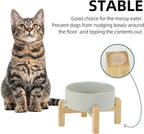 Havniva Ceramic Raised Dog and Cat Bowl Set, 2 Heights Elevated Stand, Food and Water Bowl for Small Breed Dogs, Cats, Kitty, Weighted Dog Dishes, Pet Bowls(5.1'',13.5oz, Grey)