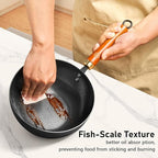 WANGYUANJI Carbon Steel Wok with Lid, 8.7" Small Mini Wok Pan, Thickened Heavy Duty Flat Bottom for Deep Frying, Camping & Solo Meals, Induction Ready, Seasoning Required, Traditional Pow Skillet
