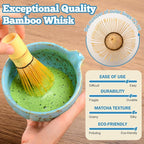 MONOJOY Matcha Whisk Set - Microwave Safe Ceramic Bowl with Spout, BPA-Free Japanese Matcha Kit with Holder & Stainless Steel Sifter, 4 PCS Gift Set