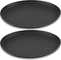 FillTouch 2 Pcs Restaurant Serving Trays PP Plastic Non Slip Rubber Lined Large Oval Tray for Kitchen Dining Room Cafeterias Fast Food Service (25 x 20 Inch,Black)