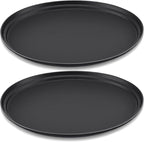 FillTouch 2 Pcs Restaurant Serving Trays PP Plastic Non Slip Rubber Lined Large Oval Tray for Kitchen Dining Room Cafeterias Fast Food Service (25 x 20 Inch,Black)