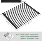 HANZENMA Roll Up Dish Drying Rack Over The Sink Kitchen Roll Up Sink Drying Rack Multipurpose Foldable Sink Drying Mat, Heat-Resistant, Anti-Slip & Anti-Rust Dish Rack for Kitchen, 17" x 13", Black