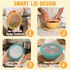 Homienly Wheat Straw Bowls with Lids Salad Bowl 40 OZ Unbreakable Cereal Bowls for Kitchen, RV, Lunch Microwave Safe Camping Bowls Dishwasher Safe Soup Bowls Reusable Food Storage Bowls Multi, 4 Sets