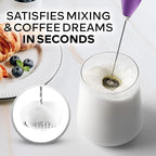 Zulay Kitchen Powerful Milk Frother Wand With 4 AA Duracell Batteries - Ultra Fast Handheld Drink Mixer - Electric Whisk Foam Maker for Coffee, Lattes, Cappuccino, Matcha & Creamer