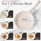 Induction Ceramic Nonstick Frying Pan,Light Weight Skillet,Healthy Non Toxic Omelet Pan,All Stoves Compatible Egg Pan (white, 8inch)