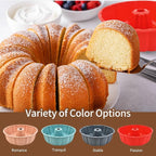 2 Pack Silicone Cake Pan Nonstick,10 Inch, Silicone Cake Molds,Pound Cake Pan, Baking for Jello,Gelatin,Cake,Brownie and Bread (Blue+Blue)