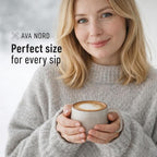 Ava Nord Small Ceramic Coffee Mugs Set of 4 | 8 oz Stoneware Coffee Cups | Lead-Free, Non-Toxic | Microwave & Dishwasher Safe | Comfortable Handle | Aesthetic Nordic Design for Cappuccino | Rose Sand