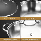 LOLYKITCH 5 QT Tri-Ply Stainless Steel Sauté Pan,12 Inch Deep Frying Pan with Lid,Large Skillet,Jumbo Cooker,Induction Cooking Pan,Dishwasher and Oven Safe.
