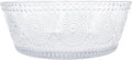 Boston International Vintage-Inspired Glass Serving Bowl with Embossed Floral Pattern for Salad Snacks Dinner, Small 4.75" x 2.25", Clear Codi