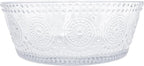 Boston International Vintage-Inspired Glass Serving Bowl with Embossed Floral Pattern for Salad Snacks Dinner, Small 4.75" x 2.25", Clear Codi
