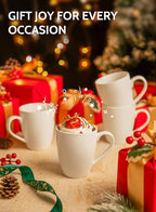 Sweese Porcelain White Coffee Mugs - 12 Ounce - Set of 6, Coffee Cups for Latte, Hot Tea, Cappuccino, Mocha, Cocoa, Festival Gift, Microwave Safe ﻿