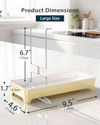 Minimalist Sink Caddy, Rustproof Sponge Holder for Kitchen Sink with 304 Stainless-Steel Brush Holder, Countertop Rack Organizer with Raised Ridges & Silicone Drain Tube (Pastel Yellow, Large)