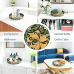 Round Serving Tray with Handles,Modern Ottoman Tray Coffee Table Tray,13 Inch Plastic Trays for Ottoman Coffee Table,Decorative Serving Trays for Living Room