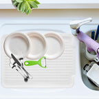 Oggi Dish Drain Board and Drying Rack Tray for Kitchen Counter, Plastic Drainboard with Raised Ridges, 12.75 x 17.25 inches - White