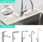 24'' Faucet Mat for Kitchen Sink [5°Slope Fast Self-draining] Faucet Mat Kitchen Sink Splash Guard Silicone Sink Faucet Mat Splash Guard Kitchen Sink Area Tidy Splash Faucet Guard Draining Mat-Beige