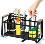Sponge Holder for Kitchen Sink, Kitchen Sink Caddy Organizer with High Brush Holder, Rustproof Sponge Holder, Kitchen Countertop Organizers and Storage Essentials