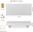 zoocatia Small Wood Tray Pedestal Stand Farmhouse Bathroom Decor Decorative Wooden Riser Kitchen Soap Dish Holder for Vanity, Counter, Sink, 10" x 4.5" - White