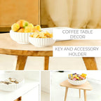Large Ceramic Fruit Bowl for Kitchen Counter, 10-Inch White Fruit and Vegetable Bowl, Decorative Serving Bowl for Home