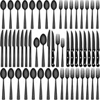 CEKEE 72-Piece Black Silverware Set with Steak Knives, Stainless Steel Flatware Set for 12, Tableware Cutlery Set, Kitchen Utensils Set for Home & Restaurant, Heavy Duty & Mirror Finished