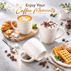GBhome 16oz Coffee Mugs Set of 6, Large Ceramic Coffee Mugs for Man, Woman, Dad, Mom, Modern Coffee Mugs Set with handle for Tea/Latte/Cappuccino/Milk/Cocoa. Dishwasher&Microwave Safe,ivory