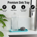 Zulay Kitchen (9x3.5) Silicone Sponge Holder for Kitchen Sink - Flexible Multipurpose Soap Tray Sponge Holder - Sink Organizer Tray for, Bathroom, Makeup, Trinkets & More (Aqua Sky)