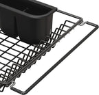 Simple Houseware Large Over Sink Counter Top Stainless Steel Dish Drainer Drying Rack with Utensil Holder, Black