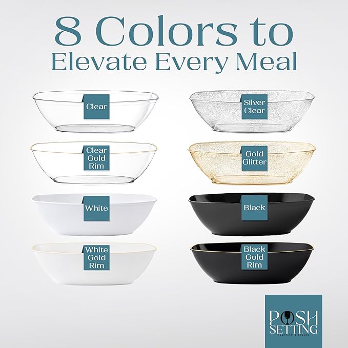 Posh Setting White Plastic Serving Bowls - Oval, 72 Ounce, 4 Pack