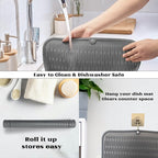 ZLR Large Silicone Dish Drying Mat (16" x 18") - XL Heavy Duty Drainboard Mat for Pots, Pans & Family Loads - Heat Resistant Trivet & Counter Protector, Easy Clean (Dark Gray)