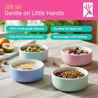Elk and Friends Kids Porcelain Bowls with Silicone Sleeves | Suitable for Babies/Toddlers | Microwave & Dishwasher Safe | Non Slip Dinnerware | Snack Dishes | 4 Pack