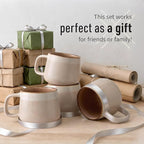 Ava Nord Ceramic Coffee Mugs Set of 4 | 12 oz Stoneware Coffee Cups | Lead-Free, Non-Toxic | Microwave and Dishwasher Safe | Comfortable Handle | Modern Nordic Design for Tea and Latte | Rose Sand