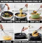 Silicone Kitchen Utensils Set 33 PCS Heat Resistant Food Grade Silicone Utensils Set for Cooking with Stainless Steel Handles BPA Free Kitchen Gadgets Tools Set with Holder for Nonstick Cookware Black