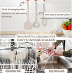 TeamFar Kitchen Cooking Utensils, 10 pcs Silicone Cooking Utensils Set, 446°F Heat Resistant Kitchen Gadgets Tools Set w/Spatula, Turners, Spoons, Soup Ladle, Pasta Server for Nonstick Cookware, Khaki