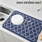 WISELIFE Dish Drying Mat Super Absorbent Drying Mat Large Dish Drying Mats for Kitchen Counter Easy Clean Dish Mat Kitchen Drying Mat18"x 28" Stylish Blue