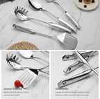 9PCS Silverware Set for 304 Stainless Steel Kitchen Utensils Set Cooking Utensil Set, 15 Inches All Metal Cooking Tools Wok Kitchen Cookware Set with Spatula Useful Pots and Pans Accessories