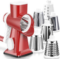 KEOUKE Rotary Cheese Grater Pro 6 in 1 - Shredder Crinkle Slicer Grinder Ice Shaver, Stable Suction, Time-saving Easy Use & Clean, Safe Morden Kitchen Tool for Cheese, Vegetable, Nuts, Chocolate