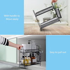 LEMIKKLE 2-Tier Bathroom Countertop Organizer,Skincare, Makeup Countertop Organizers, Kitchen, Bathroom Counter Storage with Small Basket (Black)
