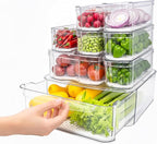 8 Pack Refrigerator Organizers, Clear Pull-out Drawer Container and Organizer Bins with Lids, Stackable Storage Containers for Fruits, Vegetable (Set of 8 (Include Pull Out Drawer))