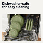 Amazon Basics Glazed Stoneware Serving Bowls, 3-Piece Set, Dishwasher-Safe, Microwave-Safe, Olive