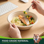 50-Pack 32oz Round Disposable Bowls with Lids - 100% Sugarcane Fiber, Paper Round Bowls for Soup, Salad, Ramen, Popcorn