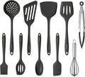 CAROTE Kitchen Utensil Set for Nonstick Cookware - 446°F Heat Resistant Silicone Cooking Utensils Set 10pcs, Dark Grey, Oderless Spatula, Turner