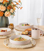 theterra 7.5'' Ceramic Pasta Bowls, Salad Bowls Set of 4, Stoneware Serving Bowls for Fruits, Noodle, Dinner, House-warming Wedding Present, Primrose Pink