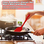 E-far 10 Pieces Silicone Cooking Utensils Set, Heat Resistant Kitchen Utensil Set for Nonstick Cookware, Kitchen Cooking Tools with Spatula, Spoon, Slotted Turner, Non-Toxic & Dishwasher Safe (Red)