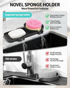 Upgraded 2-in-1 Silicone Sponge & Soap Holder with Extra Tray, Auto-Drain Organizer for Kitchen & Bathroom Sink, Compatible with Scrub Daddy Sponges, Holds Soap, Dish Soap Dispenser