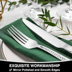 Hammered Silverware Set, 40-Piece Stainless Steel Square Flatware Set for 8, Food-Grade Tableware Cutlery Set, Utensil Sets for Home Restaurant, Mirror Finish, Dishwasher Safe