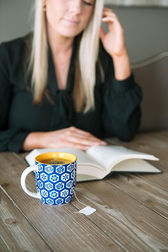 Annovero Small Coffee Cups - 11.7 Oz Capacity - Porcelain Kitchen Mugs for Tea, Latte, Cappuccino, or Hot Cocoa - Set of 6