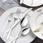 HaWare Heavy Duty Silverware Set, 60-Piece Stainless Steel Flatware Cutlery for 12, Modern & Elegant Design Includes Knives/Forks/Spoons, Mirror Polished and Dishwasher Safe