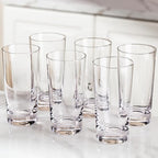 Drinking Glasses Set of 6, 13.5oz Highball Glass Cups with Heavy Base, Water Glasses for Kitchen and Dining, Lead-free Glassware Tumblers for Juice, Iced Coffee, Cocktails, Dishwasher Safe